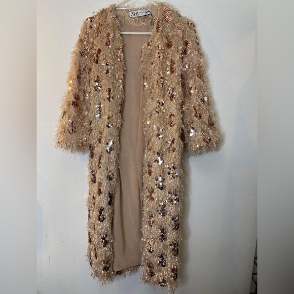 Zara Fringe Sequin Robe Kimono Long
Jacket Coat XS - Picture 8 of 11